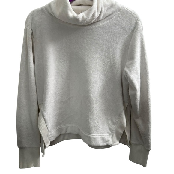 ATHLETA Double Cozy Karma Funnel Neck Sweatshirt SMALL Sea Salt White Top GUC - Picture 6 of 13